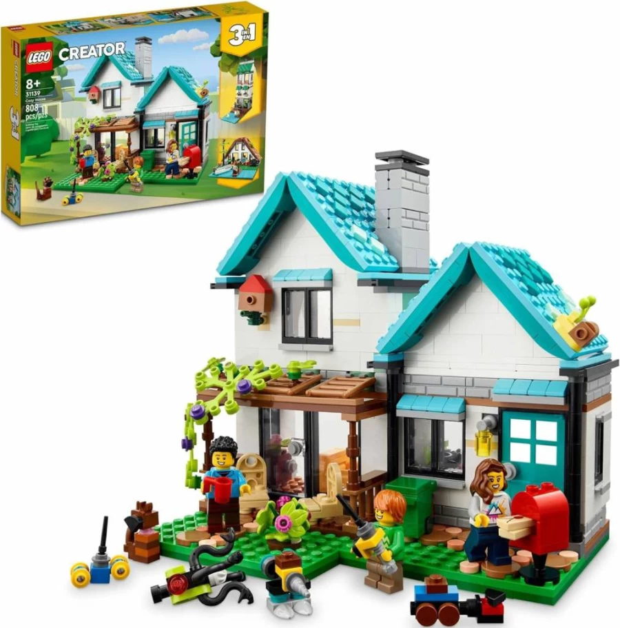 LEGO Creator 3-in-1 Cozy House Building Kit 31139 - Build 3 Different Houses with Family Minifigures & Accessories, Creative DIY Toy for Kids, Boys & Girls, Outdoor Play