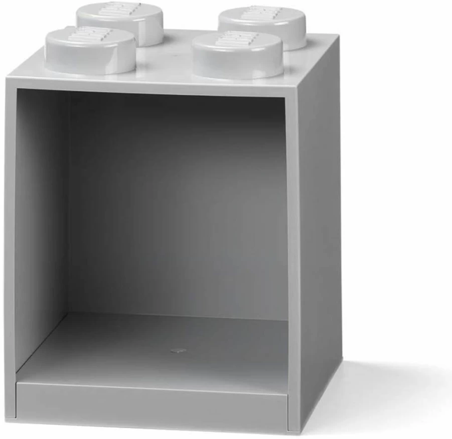 Room Copenhagen LEGO Brick Shelf Box - Stackable & Wall-Mountable Storage Compartment for 8-Stud Bricks, Grey Organizer for LEGO Parts