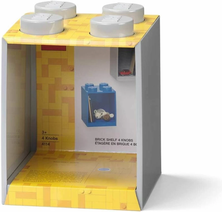 Room Copenhagen LEGO Brick Shelf Box - Stackable & Wall-Mountable Storage Compartment for 8-Stud Bricks, Grey Organizer for LEGO Parts