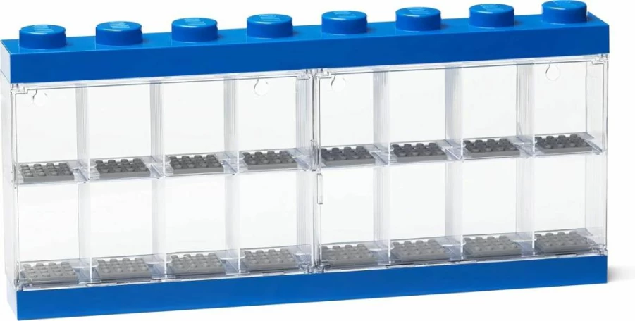 Room Copenhagen LEGO Minifigure Display Case - Stackable Bright Blue Storage Container for 8-Stud Collectible Figurines