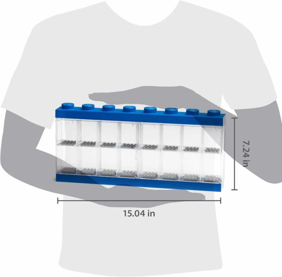 Room Copenhagen LEGO Minifigure Display Case - Stackable Bright Blue Storage Container for 8-Stud Collectible Figurines