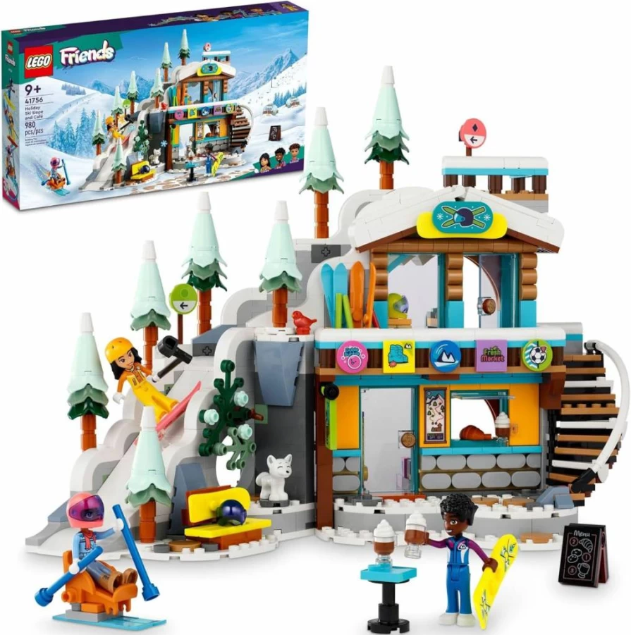 LEGO Friends Holiday Ski Slope & Cafe 41756 Building Set with 3 Mini-Dolls, Snow Sports Accessories, Creative Gift for Kids Ages 9+ Who Love Role Play & Winter Activities