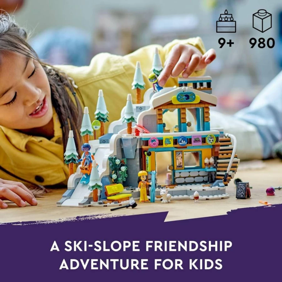 LEGO Friends Holiday Ski Slope & Cafe 41756 Building Set with 3 Mini-Dolls, Snow Sports Accessories, Creative Gift for Kids Ages 9+ Who Love Role Play & Winter Activities