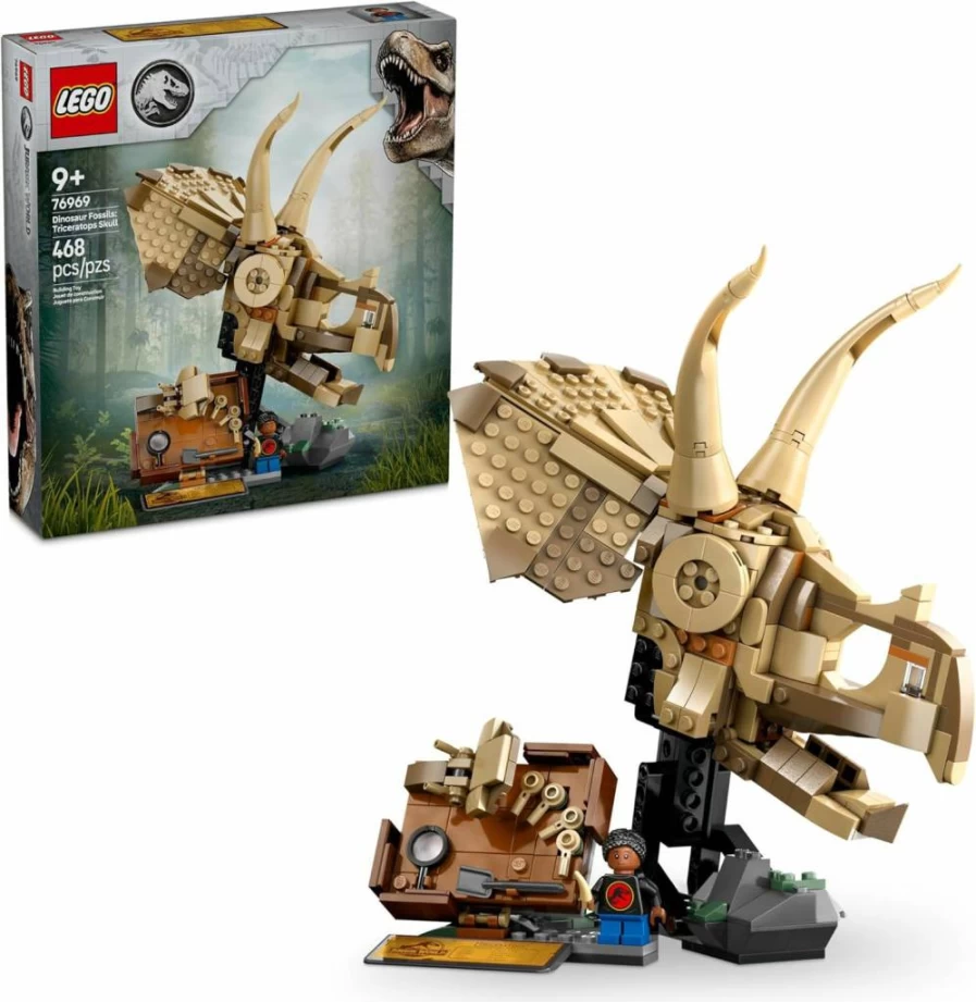 LEGO Jurassic World Triceratops Skull Building Set 76969 - Dinosaur Fossil Model Kit for Kids Ages 9+, Creative STEM Toy Gift for Boys and Girls