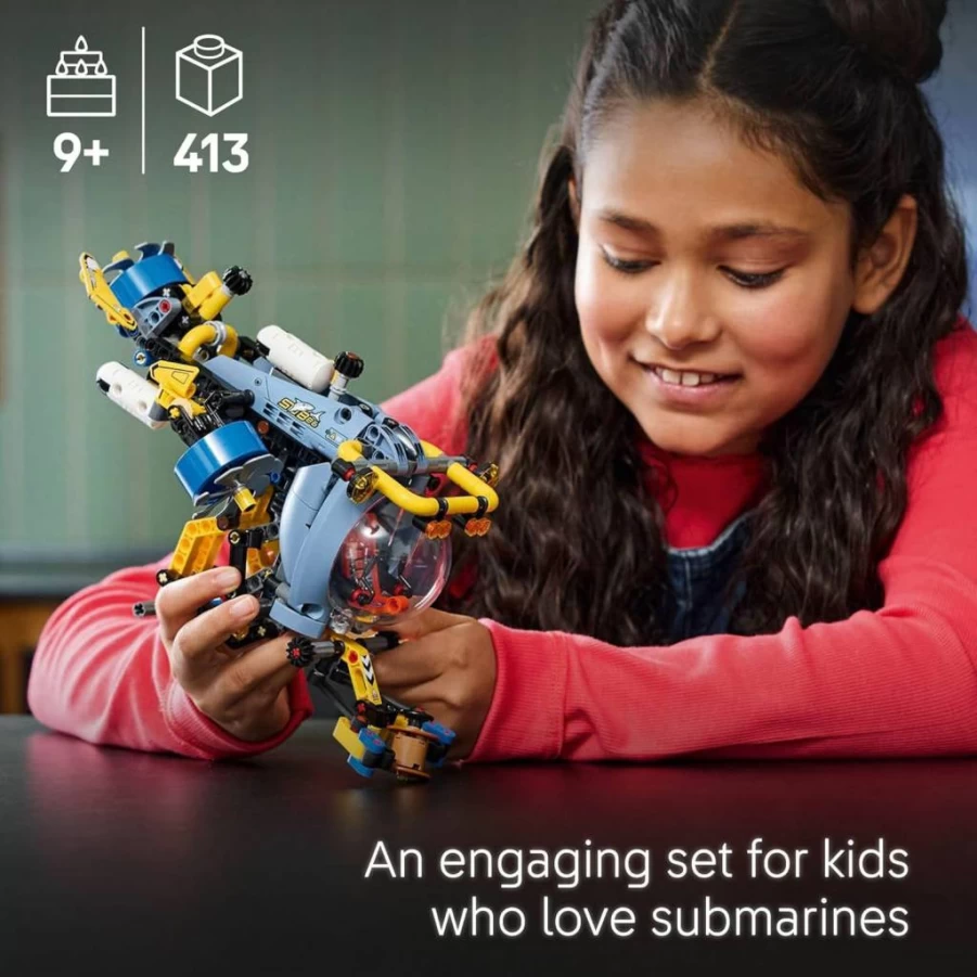 LEGO Technic 42201 Deep-Sea Research Submarine Building Set with Movable Propellers, STEM Toy for Kids Ages 9+, Creative Birthday Gift for Boys and Girls