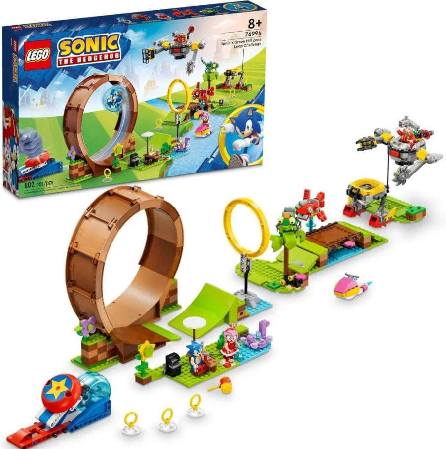 LEGO Sonic The Hedgehog Green Hill Zone 76994 Building Set with 9 Characters, Sonic Adventure Toy for Kids Ages 8+, Creative Gift for Gamers and Fans