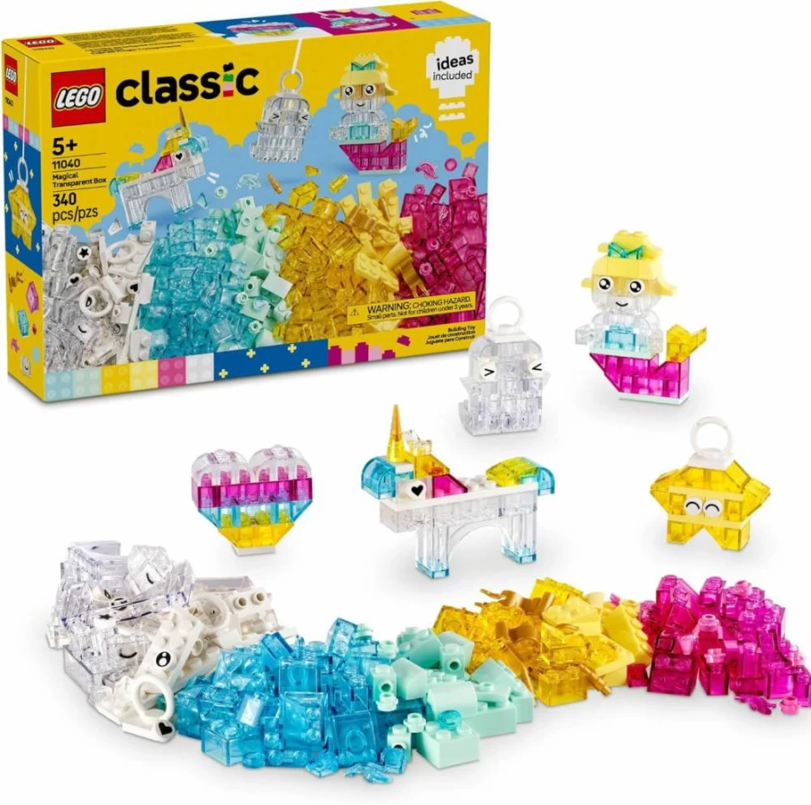 LEGO Classic 11040 Magical Transparent Building Bricks Set - Creative STEM Toy for Kids Ages 5+ | Birthday Gift for Boys & Girls | Educational Construction Blocks with Colorful Pieces