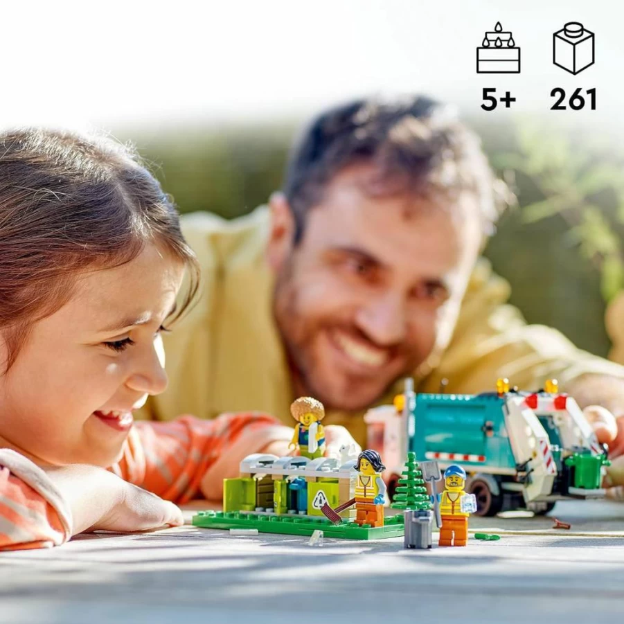 LEGO City Recycling Truck Toy Set 60386 with 3 Sorting Bins, Eco-Friendly Educational Building Kit for Kids Ages 5+ Sustainable Living Gift Idea
