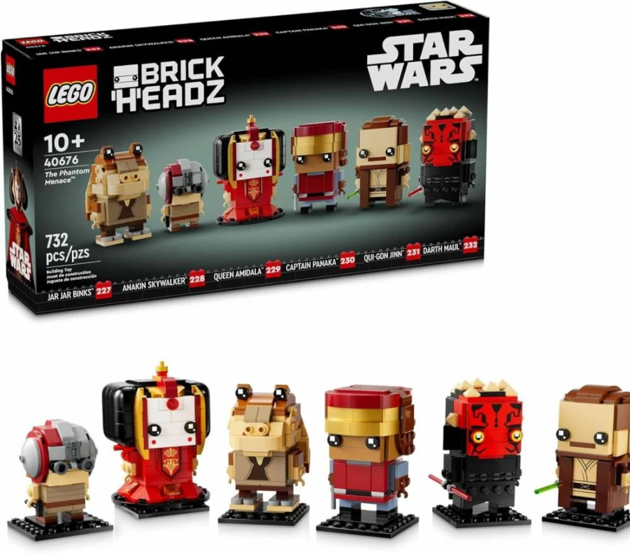 LEGO Star Wars BrickHeadz 40676 The Phantom Menace Building Kit - Darth Maul & Qui-Gon Jinn Collectible Set