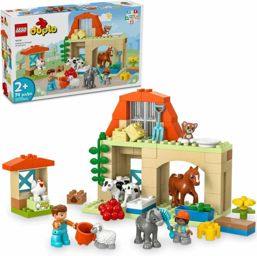 LEGO DUPLO Farm Animal Care Building Set - Educational Toddler Toys with Animal Figures for Pretend Play - Preschool Learning Blocks for Ages 2+ (10416)