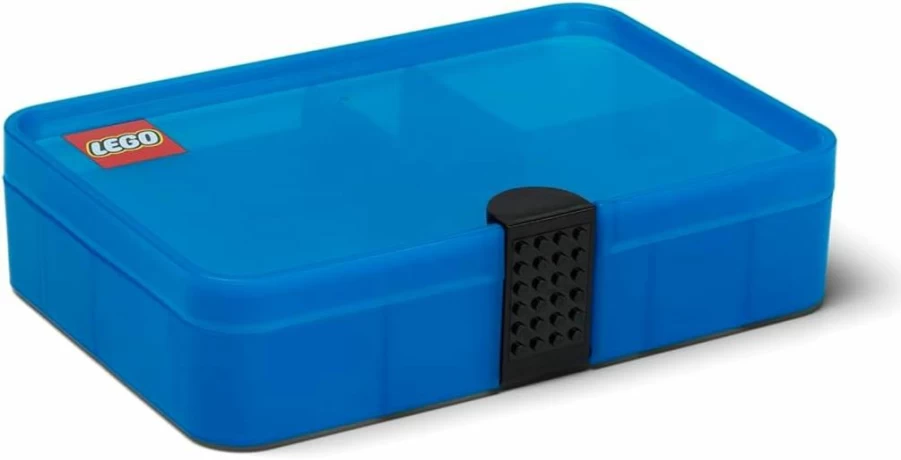 Room Copenhagen Lego Storage Box - Transparent Blue Organizer for Minifigures, Vehicles & Bricks - Durable Plastic, Portable & Customizable Toy Sorting Solution