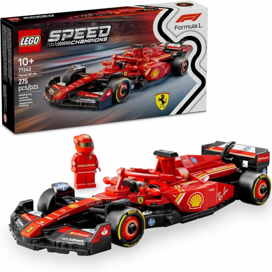 LEGO Speed Champions Ferrari SF-24 F1 Race Car Building Set 77242 - Official Ferrari Model Kit for Kids Ages 10+, Creative STEM Toy for Boys & Girls, Collectible Display or Play Car Gift for Fans