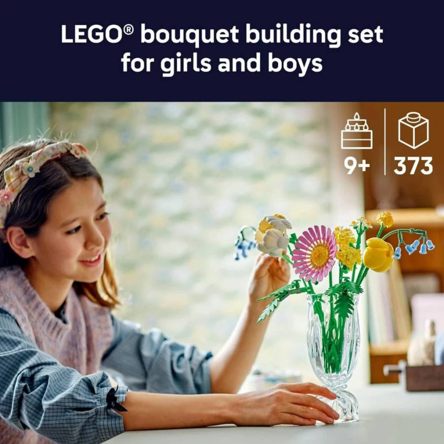 LEGO 10347 Botanicals Petite Sunny Bouquet Flower Building Set - DIY Floral Arrangement, Wedding Decor, Gift for Bride & Bridesmaids - Bluebells, Tulip, Daisy Faux Flowers - Creative Toy for Kids Ages 9+