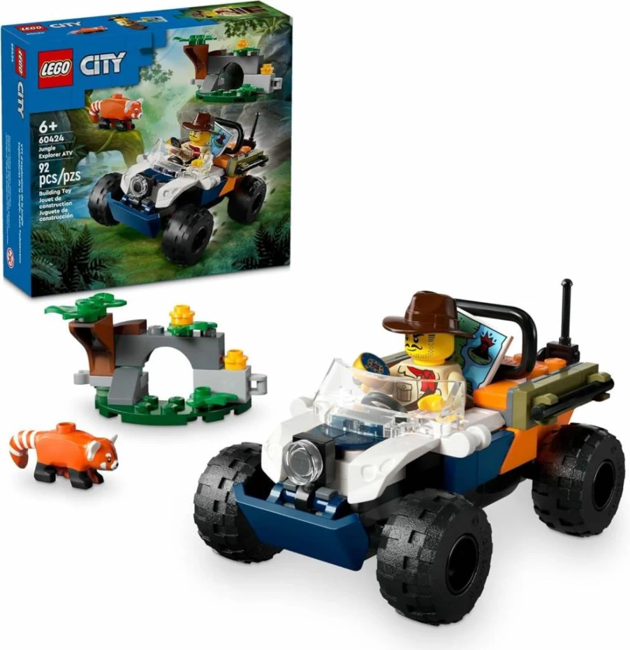 LEGO City Jungle Explorer ATV Toy with Red Panda & Minifigure - Adventure Building Set for Kids Ages 6+ (60424) Outdoor Gift Idea