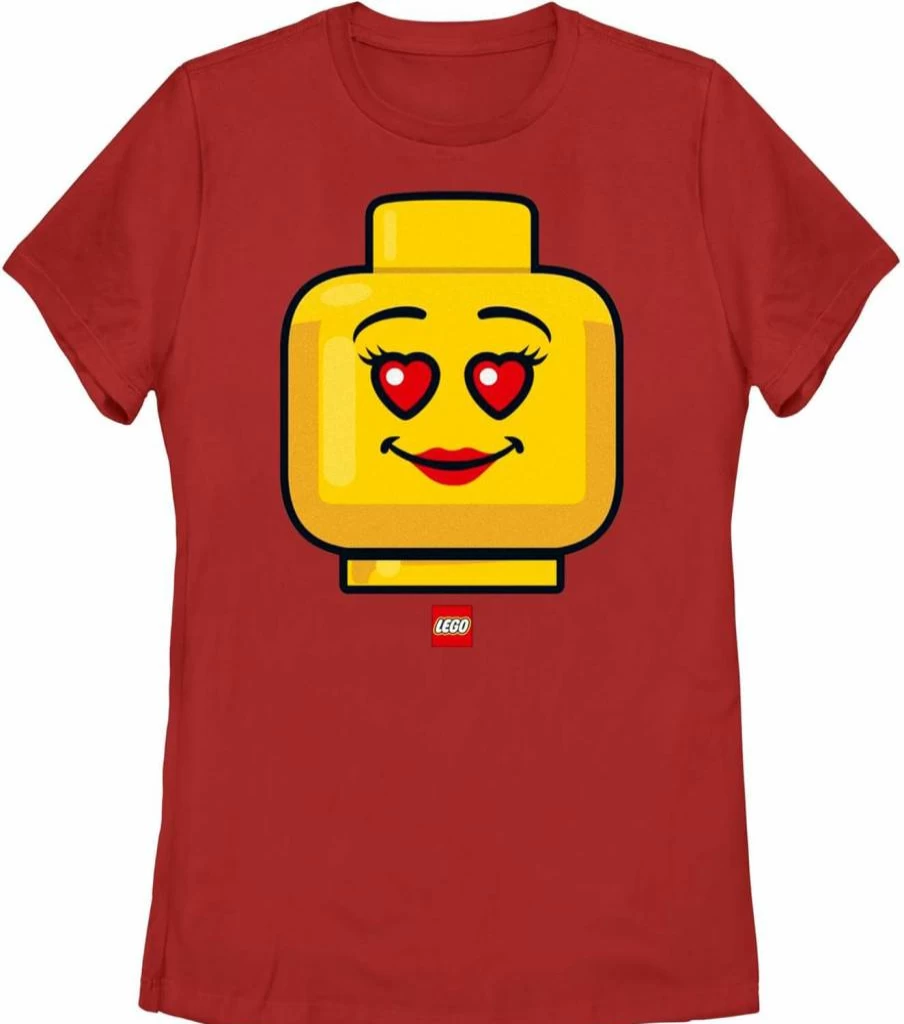 Fifth Sun Women's Short Sleeve Graphic Tee with Lego Iconic Heart Eyes Design
