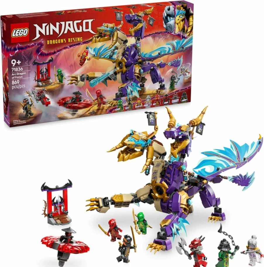 LEGO Ninjago 71836 Arc Dragon of Focus Battle Playset with 8 Minifigures, Kids Building Toy for Ages 9+, Birthday Gift for Boys and Girls, Dragons Rising Collection