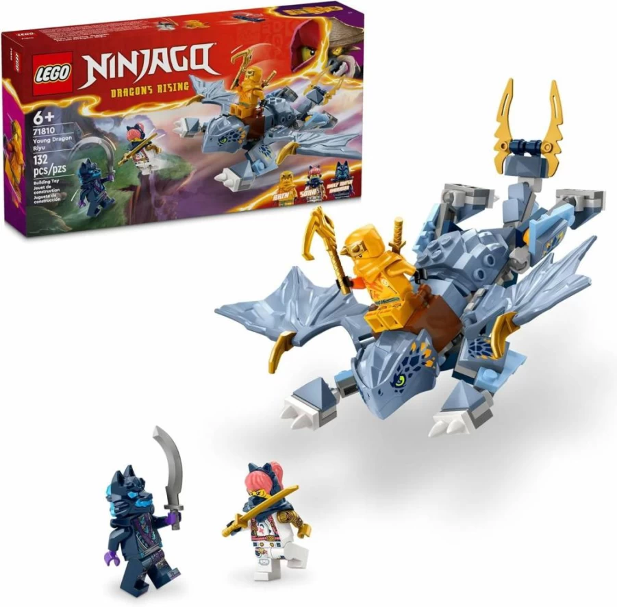 LEGO Ninjago Riyu the Young Dragon Building Set 71810 with 3 Ninja Minifigures, Kids Construction Toy for Creative Play, Best Gift for 6 Year Old Boys & Girls