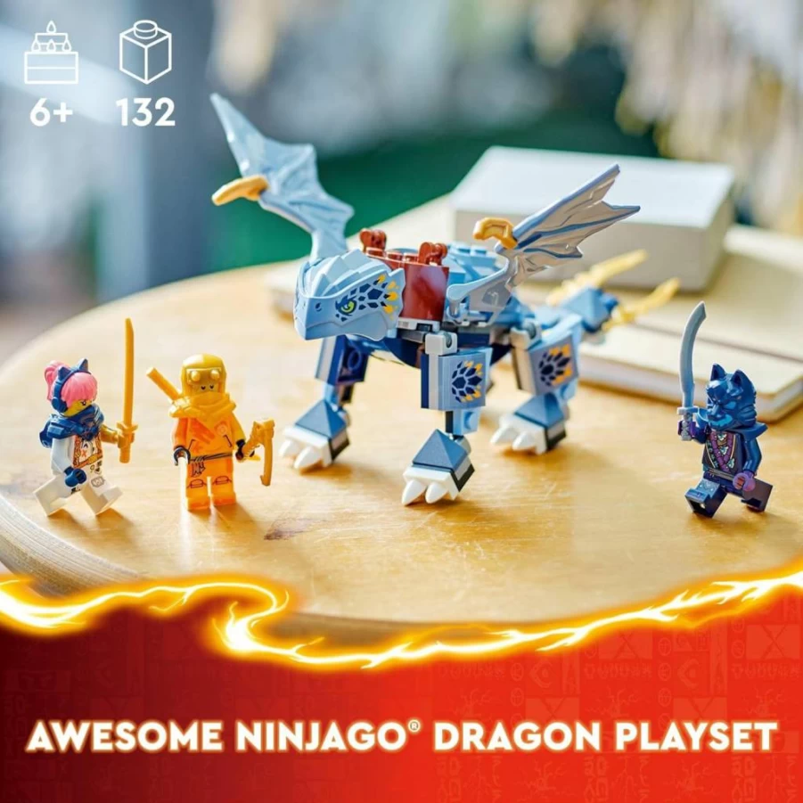 LEGO Ninjago Riyu the Young Dragon Building Set 71810 with 3 Ninja Minifigures, Kids Construction Toy for Creative Play, Best Gift for 6 Year Old Boys & Girls
