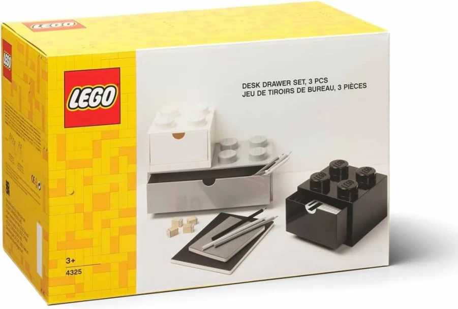 Room Copenhagen LEGO Storage Desk Organizer - Grey, Black & White Drawer Set for Office & Home