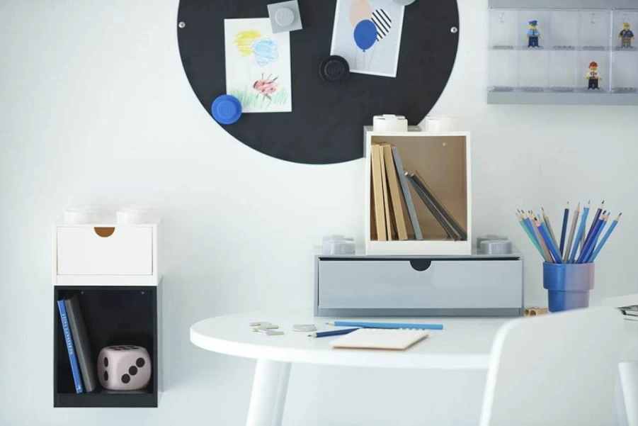 Room Copenhagen LEGO Storage Desk Organizer - Grey, Black & White Drawer Set for Office & Home