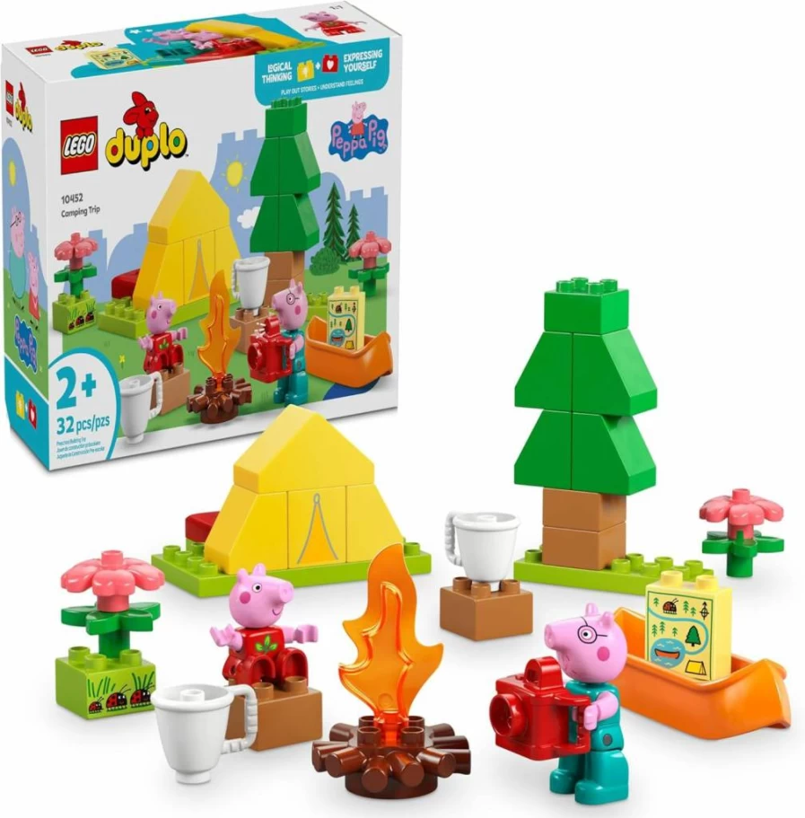 LEGO Duplo Peppa Pig Camping Trip Building Toy Set - Creative Developmental Sensory Play for Toddlers Ages 2+ - Best Birthday Gift for Kids Boys Girls 10452