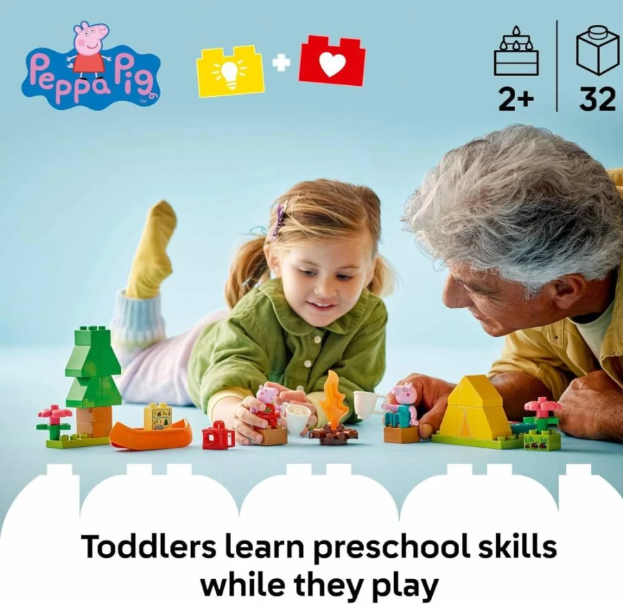 LEGO Duplo Peppa Pig Camping Trip Building Toy Set - Creative Developmental Sensory Play for Toddlers Ages 2+ - Best Birthday Gift for Kids Boys Girls 10452