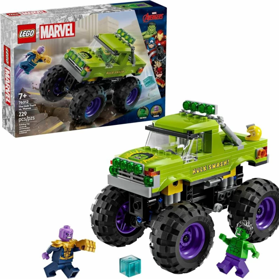 LEGO Marvel Hulk Monster Truck vs Thanos 76312 Building Kit with Hulk & Thanos Minifigures - Creative STEM Toy Gift for Kids Ages 7+ Boys Girls