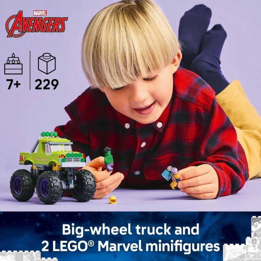 LEGO Marvel Hulk Monster Truck vs Thanos 76312 Building Kit with Hulk & Thanos Minifigures - Creative STEM Toy Gift for Kids Ages 7+ Boys Girls