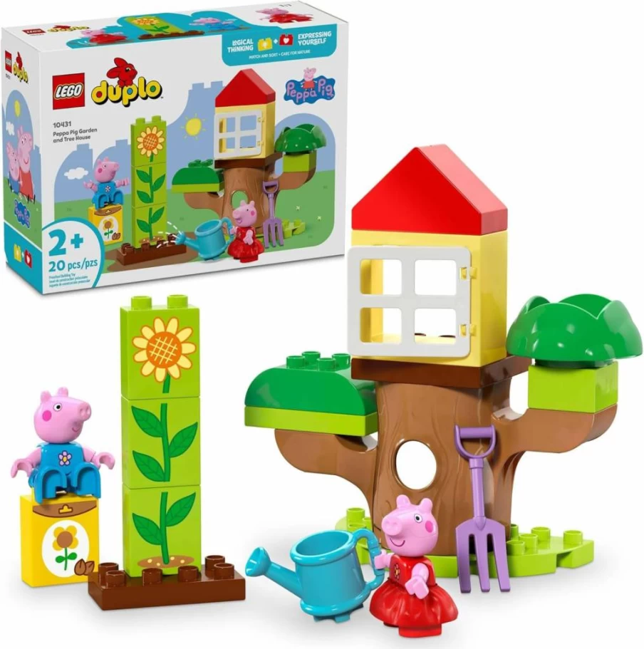 LEGO Duplo Peppa Pig Garden & Tree House Building Blocks Set with 2 Figures, Preschool Learning Toy for Kids Ages 2-5, Gift Idea 10431