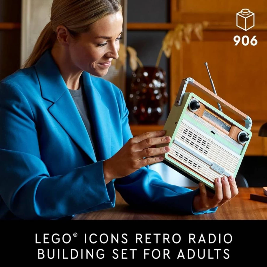LEGO Icons Retro Radio Building Set 10334 - Vintage Home Decor for Adults with Sound Effects & Bluetooth, Creative Desk Display, Unique Graduation Gift for Men & Women