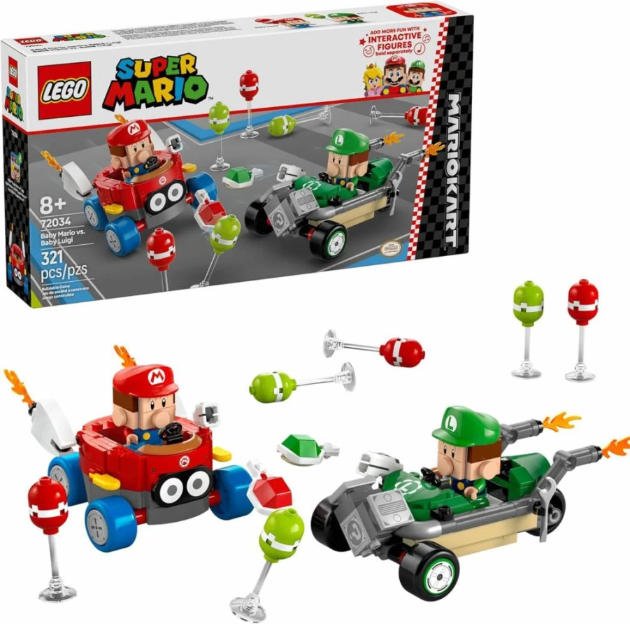 LEGO Super Mario 72034 Mario Kart Building Set with Baby Mario & Baby Luigi, Collectible Toy for Kids Ages 8+, Creative Birthday Gift for Nintendo Fans