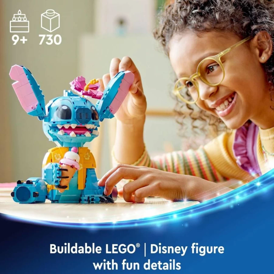 LEGO Disney Stitch Building Kit 43249 - Buildable Figure with Ice Cream Cone, Creative Toy for Kids 9+, Perfect Gift for Lilo & Stitch Fans, Boys & Girls