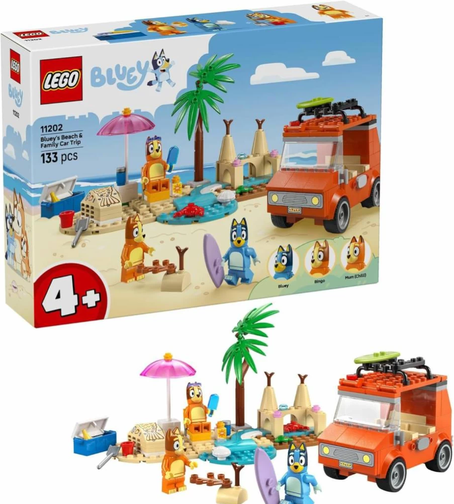 LEGO Bluey's Beach & Family Car Trip Building Set (11202) with Bluey, Bingo & Mum Minifigures - Creative Toddler Learning Toy for Kids Ages 4+ - Perfect Birthday Gift for Boys and Girls