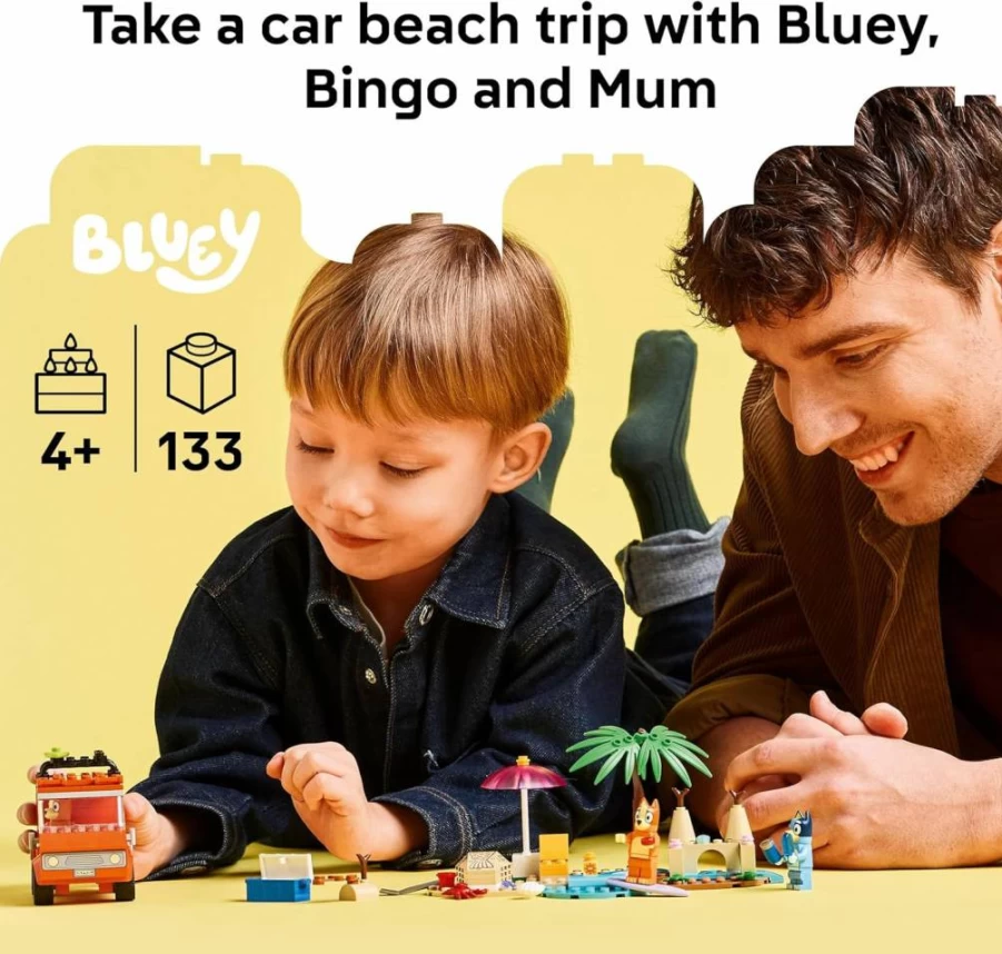LEGO Bluey's Beach & Family Car Trip Building Set (11202) with Bluey, Bingo & Mum Minifigures - Creative Toddler Learning Toy for Kids Ages 4+ - Perfect Birthday Gift for Boys and Girls