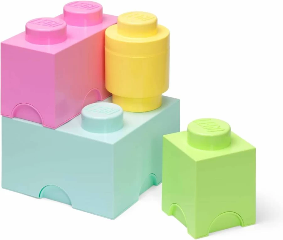 Room Copenhagen Lego Storage Brick Multipack - Set of 4 Stackable Organizer Boxes for Kids, Desk & Room Toy Storage Solution