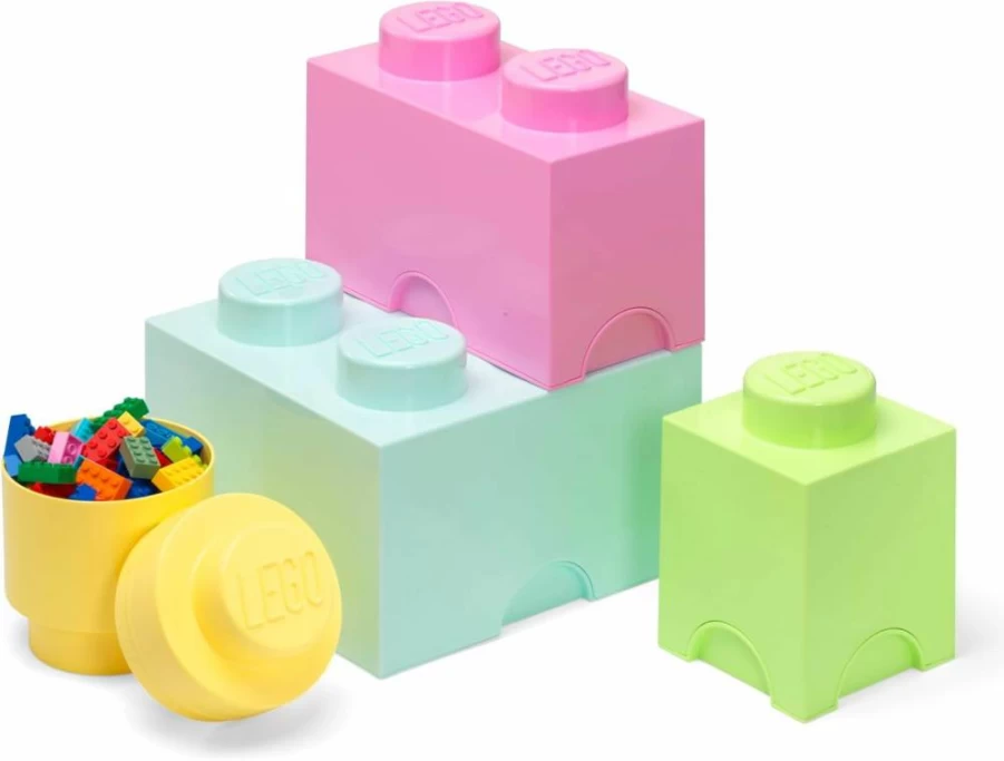 Room Copenhagen Lego Storage Brick Multipack - Set of 4 Stackable Organizer Boxes for Kids, Desk & Room Toy Storage Solution