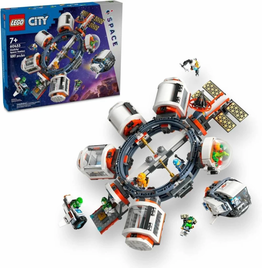 LEGO City Modular Space Station Building Set 60433 with 6 Astronaut Minifigures, STEM Science Toy for Kids Ages 7+, Creative Gift for Boys & Girls