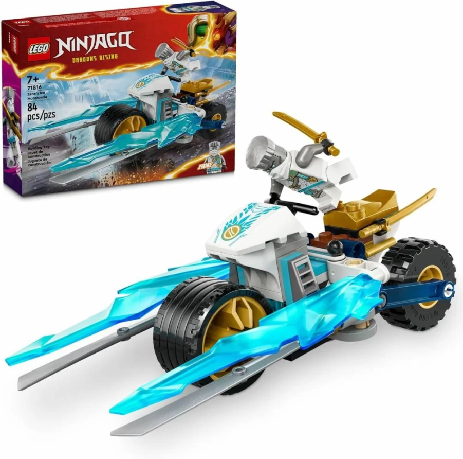 LEGO Ninjago Zane's Ice Motorcycle Building Toy Set with Minifigure 71816, Buildable Model Vehicle for Kids Ages 7+, Cool Ninja Gift for Boys and Girls