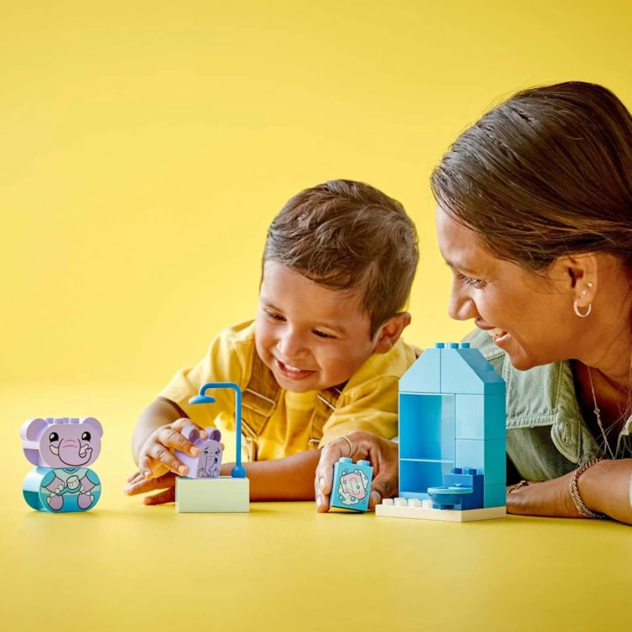 LEGO DUPLO My First Bath Time Routine Playset with 2 Elephant Toys, Toddler Potty Training & Role-Play Learning STEM Toy for Kids Ages 18+ Months (10413)
