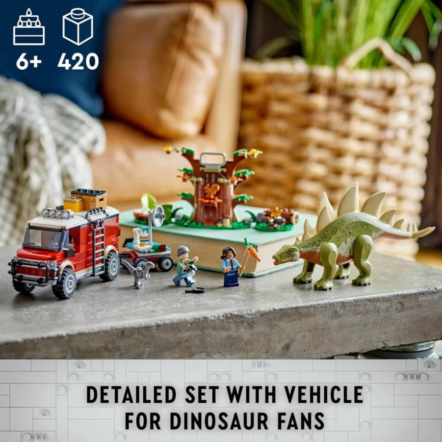 LEGO Jurassic World 76965 Stegosaurus Dinosaur Building Set with 2 Minifigures, Creative Pretend Play Toy for Kids Ages 6+, Perfect Gift for Boys and Girls