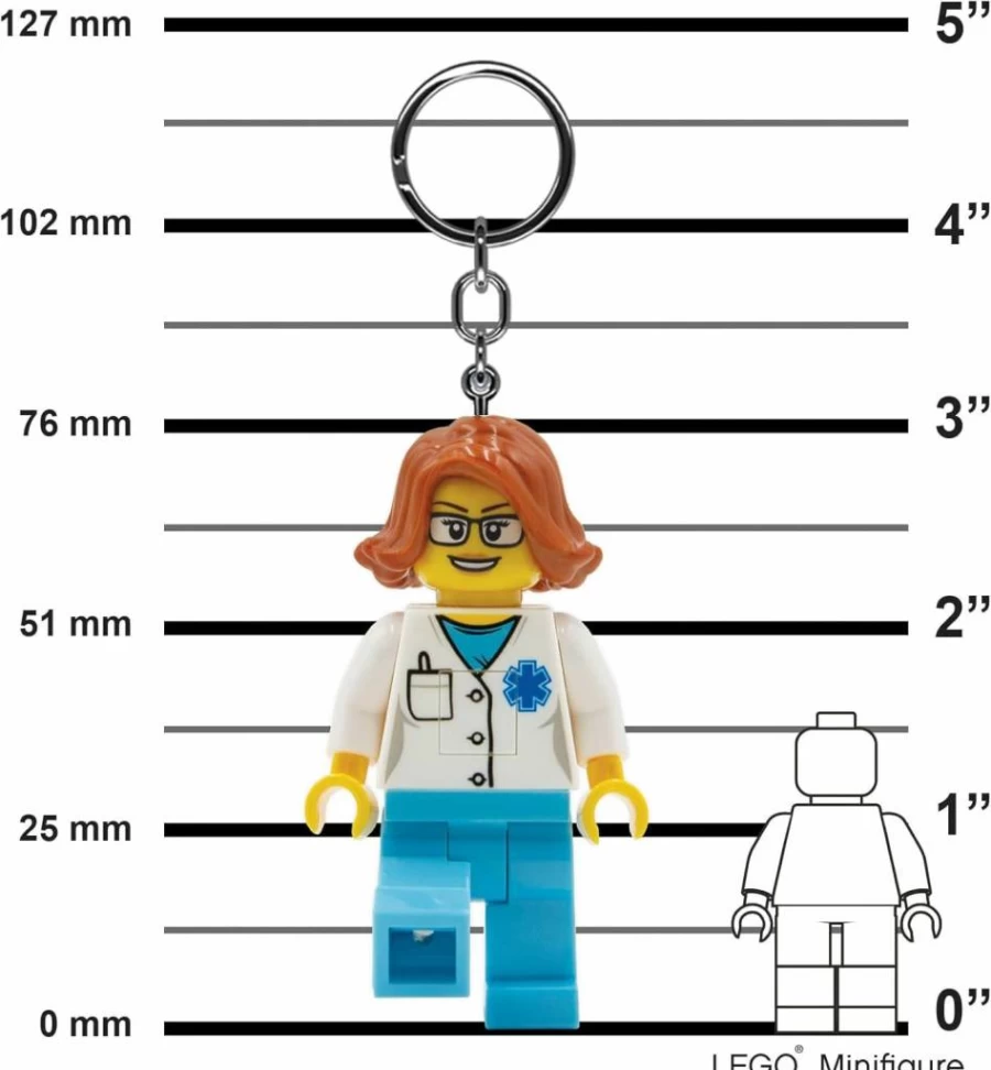 IQ 3 Inch Tall Doctor Lego-Style Figure Keychain with Light - Ke185H