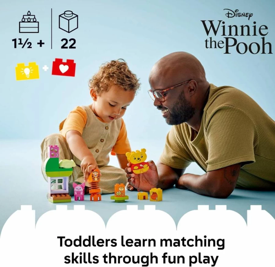 LEGO DUPLO Disney Winnie the Pooh's Birthday Party Building Set 10457 - Toddler Building Blocks for Ages 1.5-3, Creative Play & Sensory Learning Toy