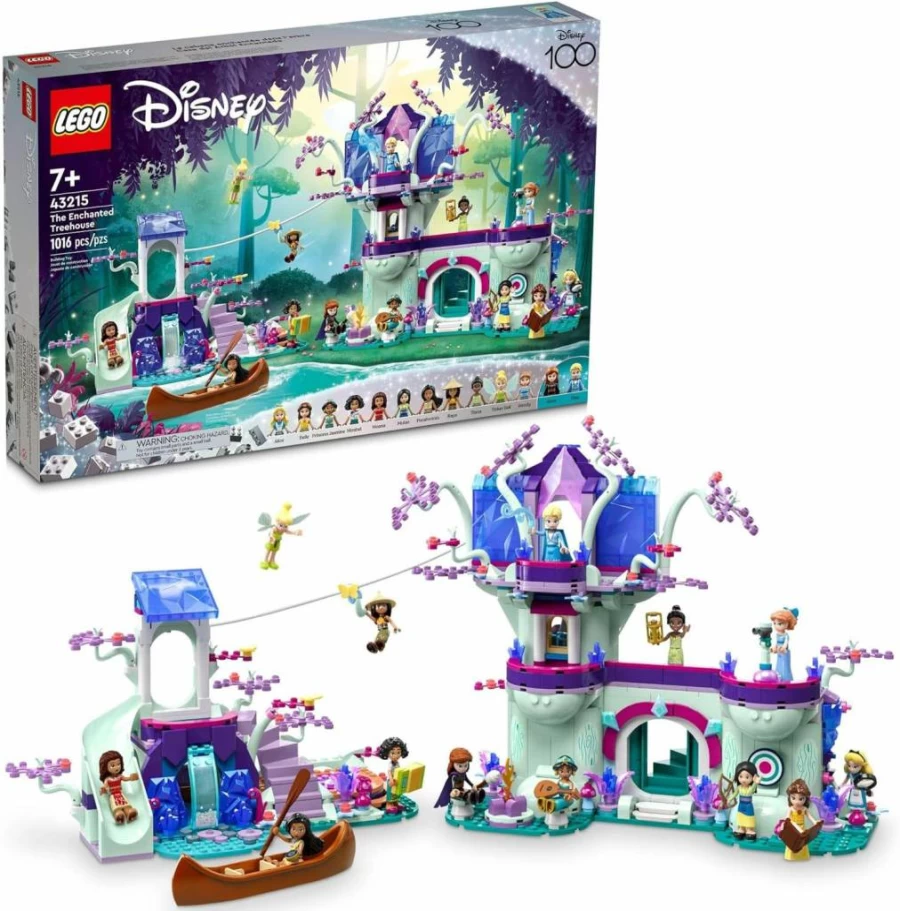 LEGO Disney The Enchanted Treehouse 43215 Building Set with 13 Princess Mini-Dolls, Jasmine, Elsa, Moana, 2-Level Tree House, Creative Gift for Kids Ages 7+