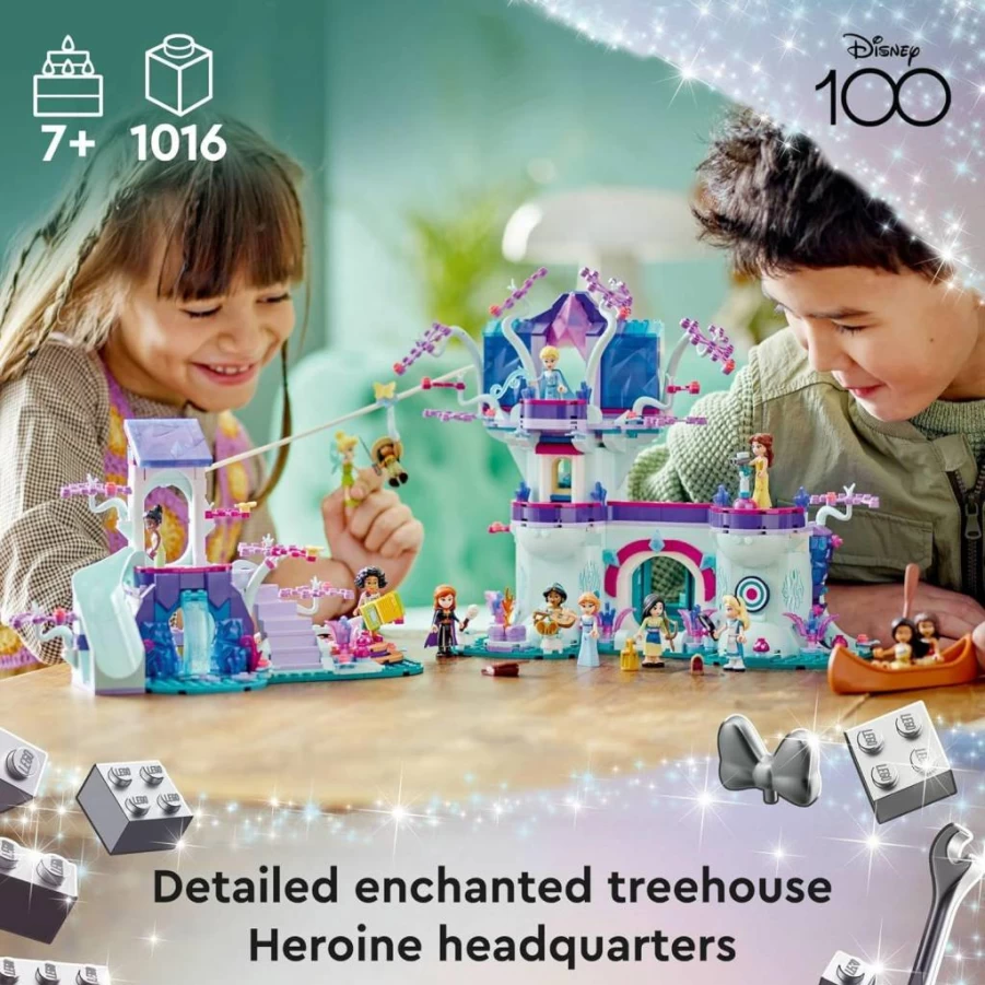 LEGO Disney The Enchanted Treehouse 43215 Building Set with 13 Princess Mini-Dolls, Jasmine, Elsa, Moana, 2-Level Tree House, Creative Gift for Kids Ages 7+