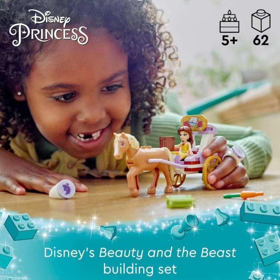 LEGO Disney Princess Belle's Horse Carriage Building Set with Mini-Doll 43233 | Beauty and The Beast Toy for Kids Ages 5+ | Creative Gift for Girls and Boys