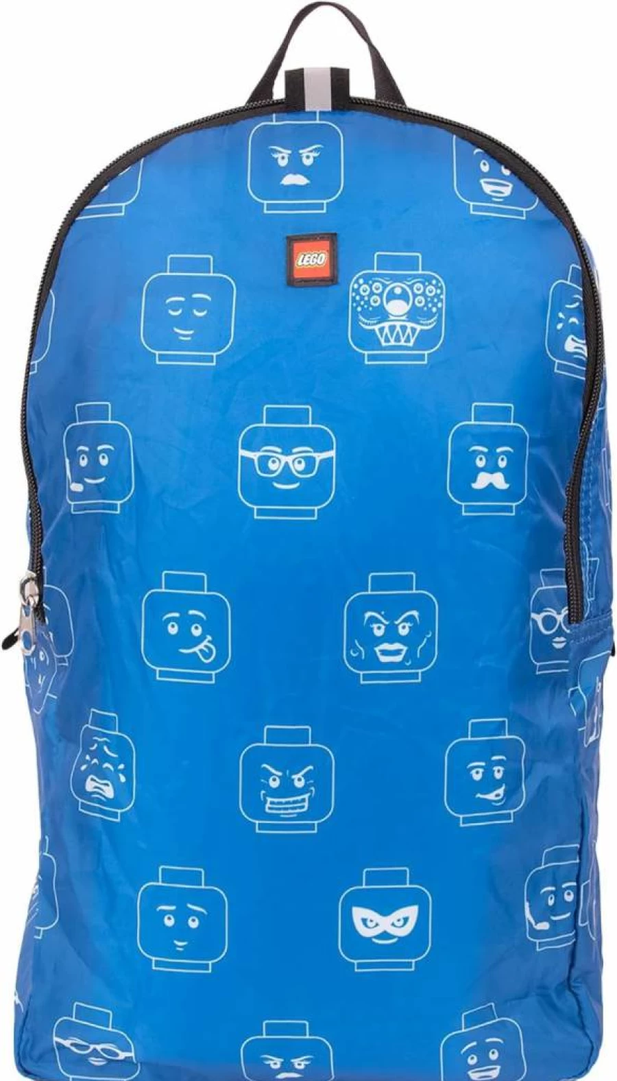 LEGO Minifigure Backpack with 6 Iconic Patches - Portable Packable Bag for Kids & Collectors