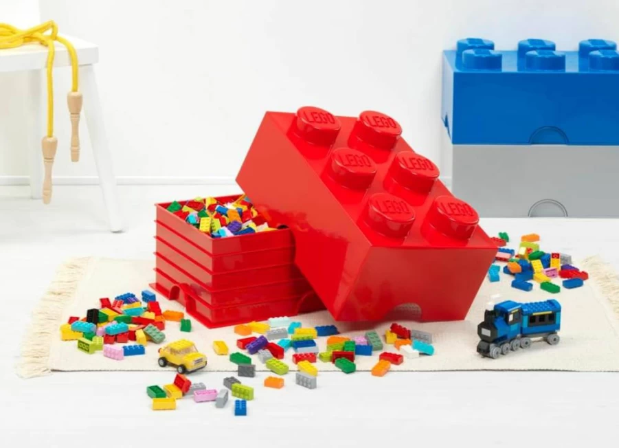 Lego Storage Brick Box by Room Copenhagen - Stackable Cool Yellow Brick 8 Organizer for Toys