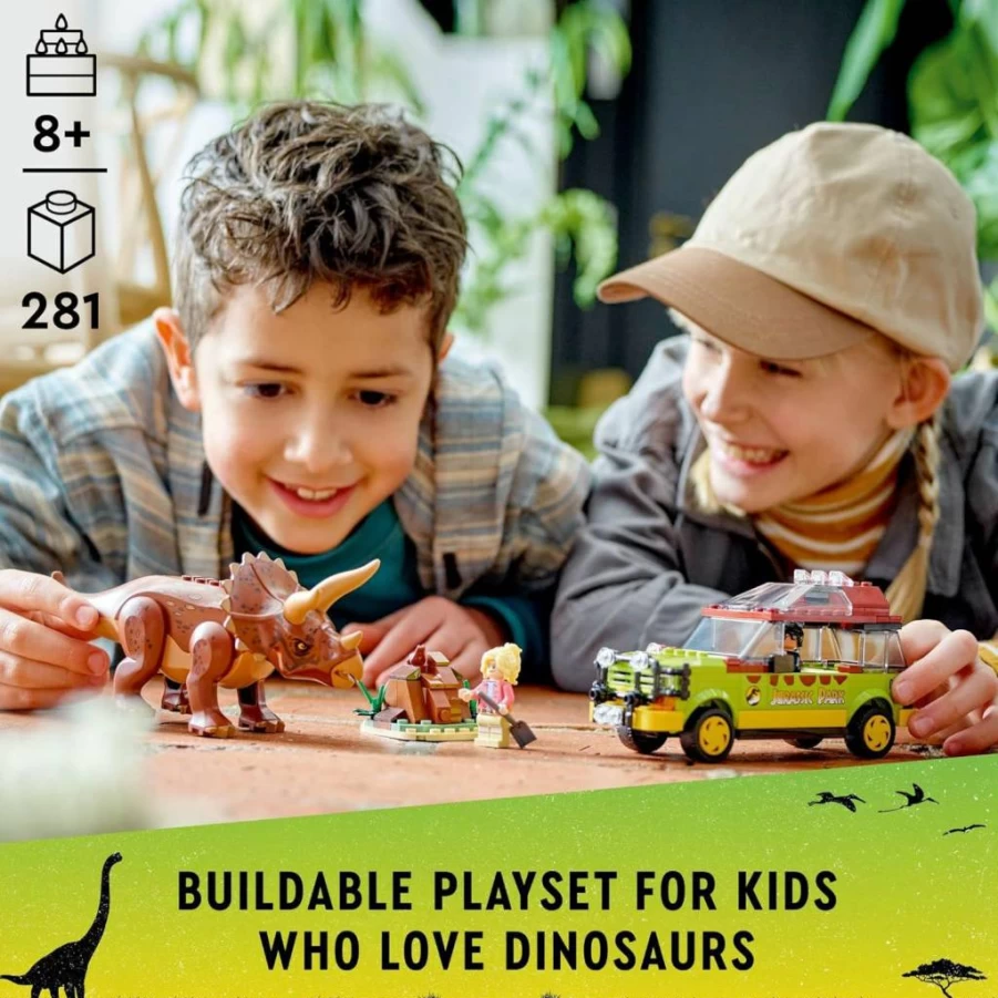 LEGO Jurassic World 76959 Triceratops Dinosaur Toy Set with Buildable Ford Explorer Car, Dinosaurs Figures, Creative Gift for Kids Ages 8+