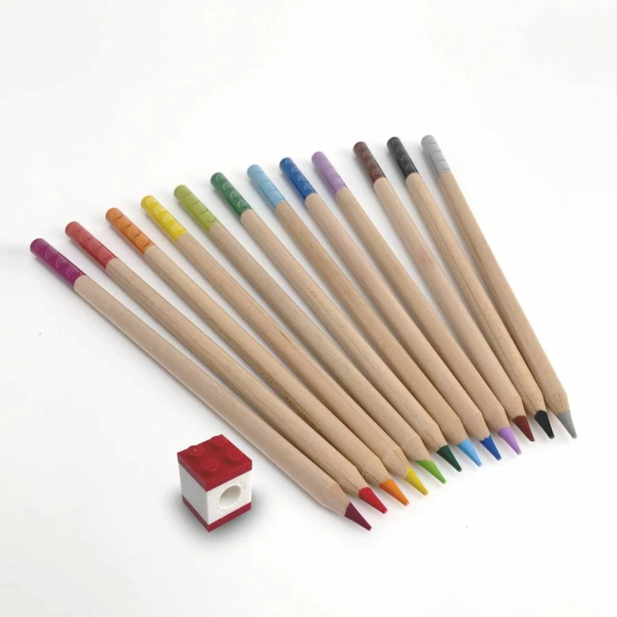 IQ LEGO-Themed 12-Pack Colored Pencils with Fun Pencil Toppers (52064), Creative Art Supplies for Kids Ages 6+