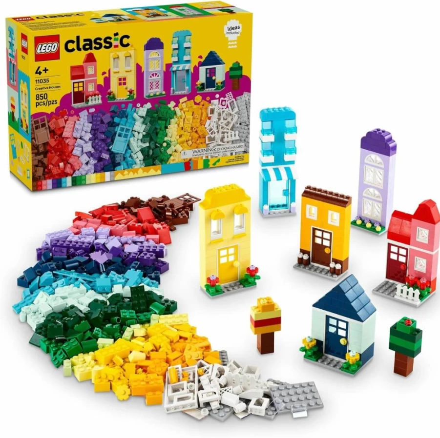 LEGO Classic 11035 Creative Houses Building Set for Kids Ages 4+, Toy House with Accessories for Boys & Girls, Creative Construction Bricks for Young Builders